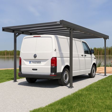 Trigano – Carport 2,97 x 5,64 m – Toit monopente en aluminium – Résistant aux intempéries jusqu'à 90 km/h – Protection UV et neige