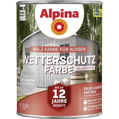 Alpina Wetterschutzfarbe 2,5 L vintagegrau Wetterschutzfarbe (1/3)