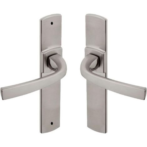 Set de Poignée de Porte sur Petite Plaque MUZE - Version Bec de Cane Porte Cuisine/Salon, Entraxe 165 mm - Système de Pose Facile - en Zamak Résistant - Finition Platine (1/5)