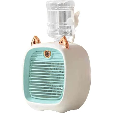 Mini climatiseur de bureau design chat USB rechargeable humidificateur ventilateur portable maison bureau chambre silencieux été bleu (1/5)