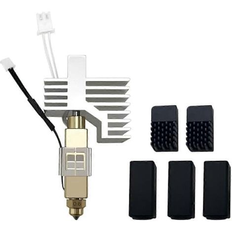 Keramisches Hotend für Centauri, Düse aus gehärtetem Kohlenstoffstahl und Messing, 0,6 mm, mit 2 zusätzlichen Silikonkappen und 2 Düsenbürsten