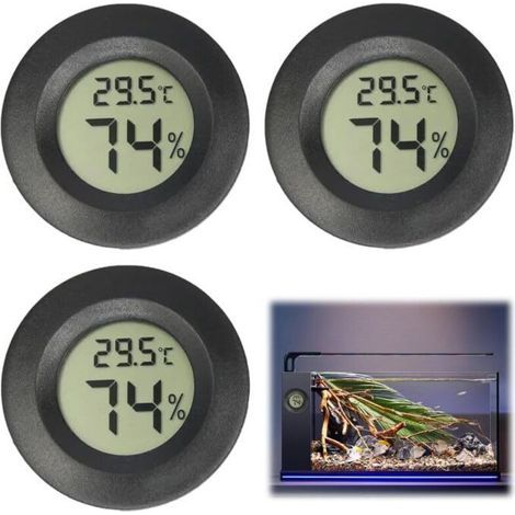 Mini-Digital-LCD-Thermometer-Hygrometer, tragbarer Temperatur- und Feuchtigkeitsanzeiger, 3-teiliges Mini-Rund-LCD-Digital-Thermometer-Hygrometer-Set, für Büro, Küche, Humidore, Inkubatoren und Reptil (1/5)