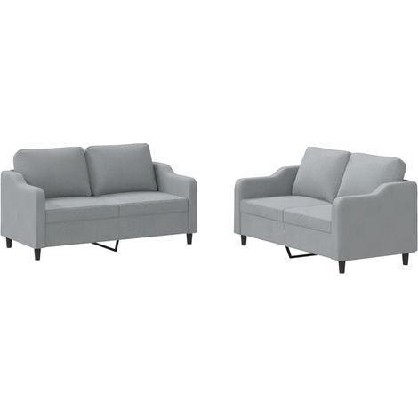 vidaXL Juego de sofás con cojines 2 piezas tela gris claro (1/2)