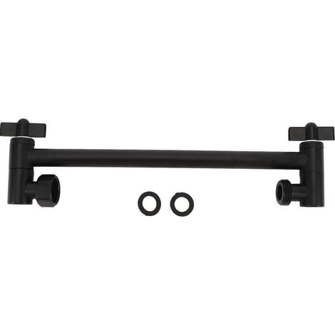 Bras d'extension de pommeau de douche en acier inoxydable réglable et étanche pour salle de bain, noir (1/5)