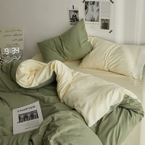 Housse de Couette - Ado Fille - Réversible - 200x230cm - 2 Taies d'oreiller - Vert (1/4)