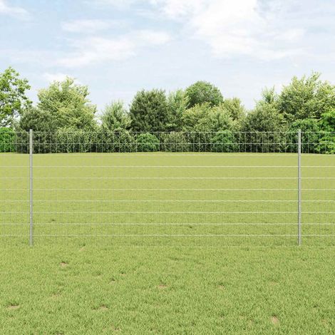 Zaun mit Pfosten Silber 1 x 25 m Stahl