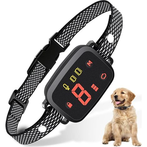 Collier anti aboiement pour chien, dressage intelligent, sans choc électrique, vibration ni bourdonnement, 8 niveaux de sensibilité, étanche IP67, sûr et fiable, convient aux chiens de petite, moyenne (1/5)