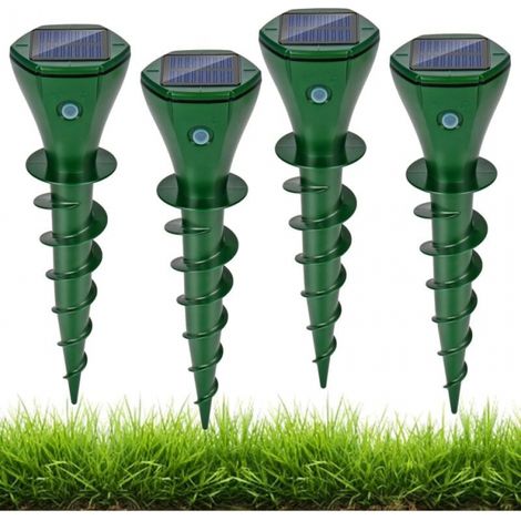 Solar-Maulwurfabwehr, Ultraschall-Vibration, effektive Maulwurfabwehr, 4 Stück, Maulwurfabwehrmittel, IP66, wasserdicht, Ultraschall-Schlangenabwehr
