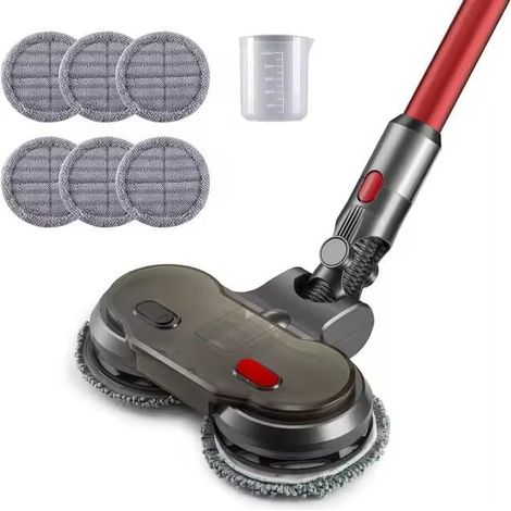 Cabezal de cepillo eléctrico compatible con las aspiradoras Dyson V7/V8/V10/V11/V15 para limpieza en seco y húmedo, con depósito de agua extraíble y 6 almohadillas de limpieza lavables. (1/4)