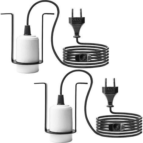 Lot de 2 lampes chauffantes en céramique pour reptiles - Douille en céramique avec câble de 1,8 m et prise - Pivotant à 360° - Pour reptiles, tortues, barbus (1/5)