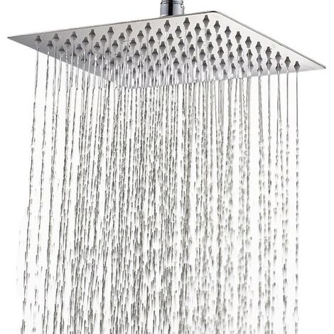 Soffione doccia a pioggia da 30 cm (12 pollici), installazione fissa, anticalcare, quadrato, lucidato a specchio, girevole, per un'esperienza doccia di lusso. (1/4)