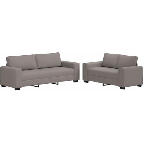 vidaXL Set di Divani 2 pz con Cuscini Tortora in Tessuto (1/5)