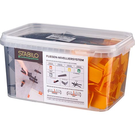 Stabilo Fliesen Verlegehilfe Nivelliersystem Set 2 mm Zuglaschen Keile Zange (1/4)