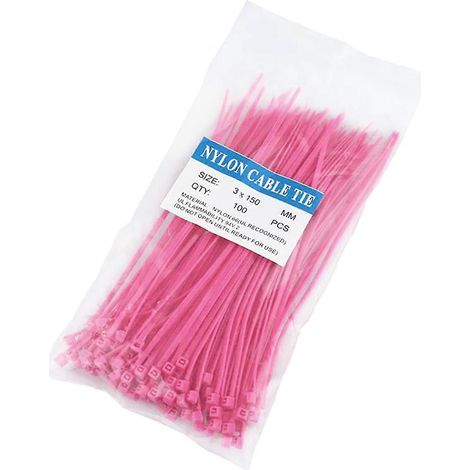 100 Stück/Set Kabelbinder, selbstverriegelnd, gute Isolierung, 7 Farben, robuste Kabelbinder für Zuhause-Pink