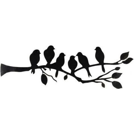 Tenture murale en métal, décoration murale d'oiseau, feuilles et oiseaux, sculpture en métal, silhouette d'oiseau, tenture murale (1/4)