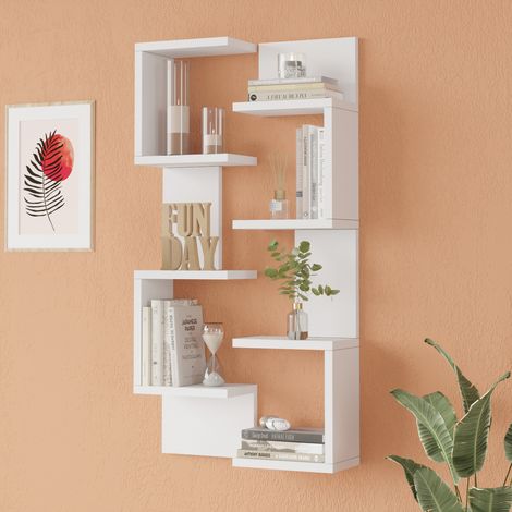 Set Omn 2 Scaffali da Parete Libreria a Muro 93x24x15 cm Bianco [en.casa] (1/4)
