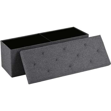 Nemora 110 - Ottomanen-Truhe 109x38x38 cm Aufbewahrungs-Pouf Fußhocker aus Grauem Stoff