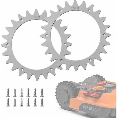Tacos de repuesto de acero inoxidable para modelos Worx Lan-droid S/M, tracción mejorada para cortacéspedes robóticos de 12 tornillos, diámetro de la rueda: 205 mm (1/3)