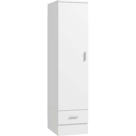 HOMCOM armario dormitorio moderno, armario ropero con barra para colgar, cajón, estante superior, 40x52x170 cm, blanco (1/5)