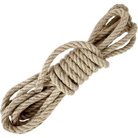 Corda di juta 12 mm x 15 m fune, spago di canapa naturale fai da te, giardino