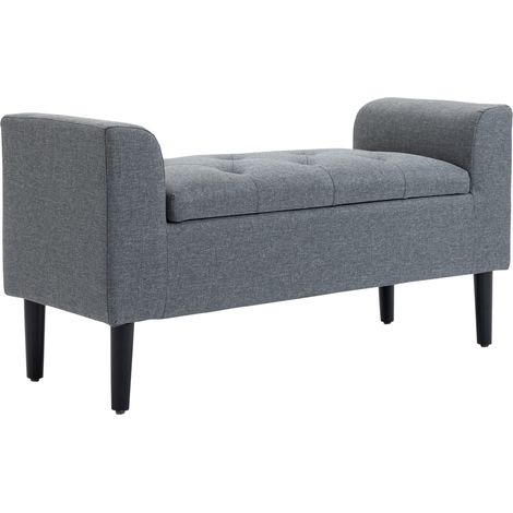 CHICFURN Panca contenitore 116 x 44 x 58 cm grigio chiaro, seduta imbottita e coperchio sollevabile (1/5)