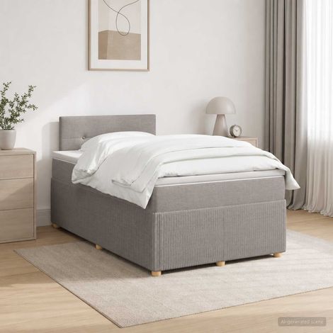 vidaXL Lit boxspring avec matelas Taupe 120 x 200 cm Tissu (1/5)