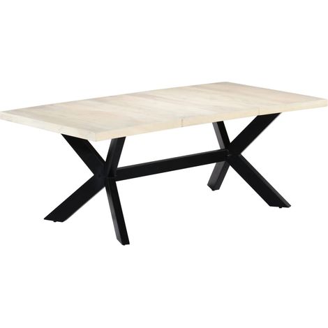 Esstisch Weiß 200×100×75 cm Massivholz Mango