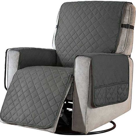 Housse De Fauteuil Inclinable - Réversible Avec Poches Latérales - Élastique Et Lavable En Machine - Pour Fauteuils Tissu Grand Modèle - 1 Pièce (1/5)
