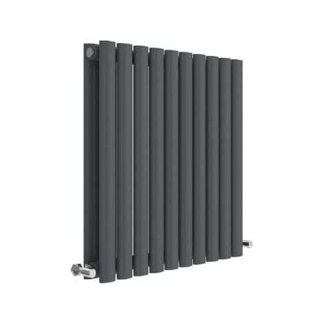 Hudson Reed Revive Double Designer Horizontal Radiator 600mm H x 586mm W - Anthracite (1/3)