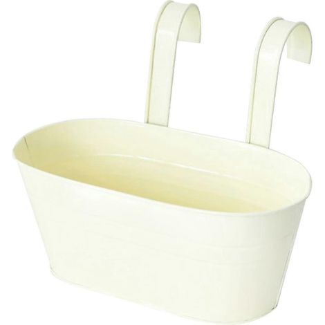 Hängender Pflanzkübel aus Eisen, ovaler Blumentopf, dekorative Blumenhalterung für Fenster, Garten, Terrasse und Büro-White (1/5)