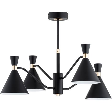 Plafonnier déco métal SILVA Alfa noir/or 4xGU10 cônes (1/2)