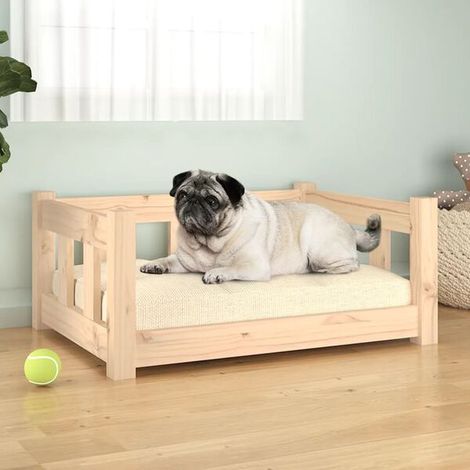 Panier pour chien, 65,5 x 50,5 x 28 cm, en bois de pin massif. (1/4)