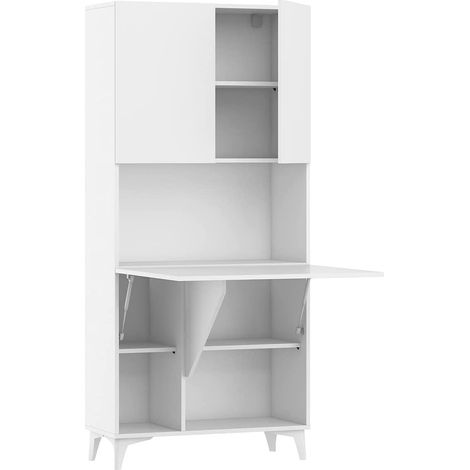 Bim Furniture – Bibliothèque de bureau Megan H175x80x36cm – Bureau et bibliothèque pliable – Charnières à fermeture douce – Couleur blanche opaque (1/7)