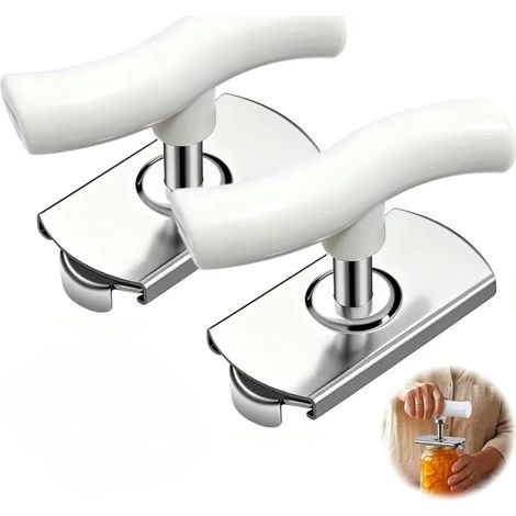 2 apribarattoli manuali, apri barattoli e lattine, utensile da cucina multiuso per barattoli (1/5)