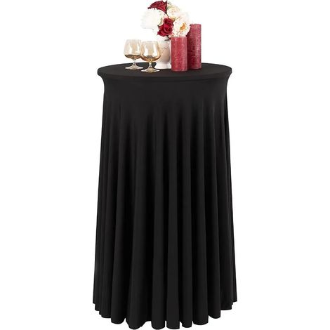 Tischdecke mit Volant und Ventilen für Cocktailbartisch 80 cm, schwarz
