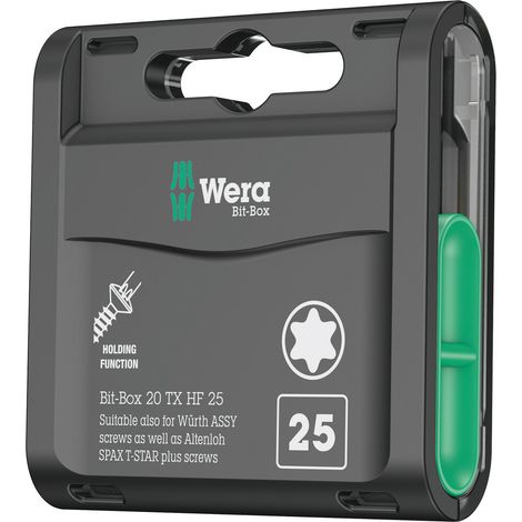Wera – Pack de 20 embouts pour visseuse – Empreinte torx T25 – Longueur 25mm – Système de codage couleur – Pour vis TORX® avec fonction de maintien (1/4)
