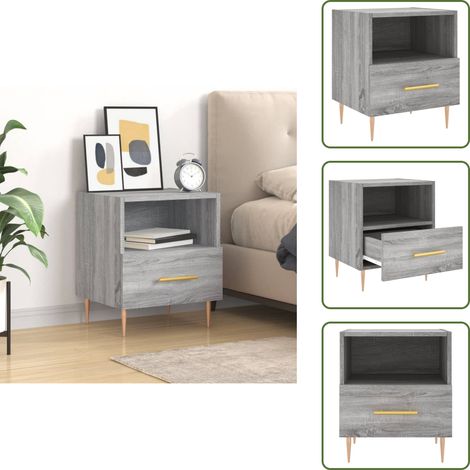 The Living Store Nachttisch Grau Sonoma 40x35x47,5 cm Holzwerkstoff - Holz Nachttisch (1/5)