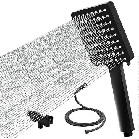 Ensemble de surpresseur de douchette noir mat à 6 jets pour salle de bain, accessoire pour augmenter la pression de l'eau (1/4)