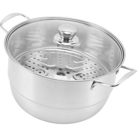 Casserole à vapeur en acier inoxydable, multifonctionnelle, épaisse, multicouche, grande capacité, en martensite, avec couvercle en verre double paroi (1/5)