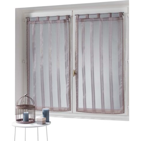 Paire de voilage rayures 60 x 160 cm Bandas Jacquard noisette (1/2)