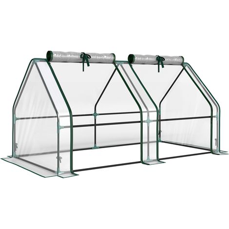GagaMini Serre de Jardin Mini serre Tunnel Toit Pointu Acier Anti-UV Fenêtres, 180x 90x90cm, Transparent (1/5)