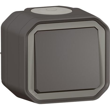 Double interrupteur étanche complet 10AX 250V – Pour chantiers humides – Couleur anthracite – PLEXO LEGRAND (1/10)