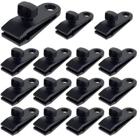 Clip per teloni, clip per tende, clip multifunzionali in plastica, sicure per teloni, accessori per teloni, tende da sole e campeggio all'aperto (15 pezzi)