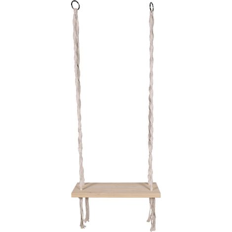 Paris Prix – Balancelle de jardin en bois macramé 150cm – Charge max 110kg – Usage extérieur – Style bohème chic – Couleur blanc et naturel (1/2)