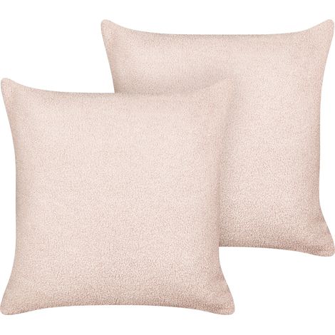Conjunto de 2 cojines decorativos de bouclé con relleno funda extraíble 45 x 45 cm rosa Leuzea