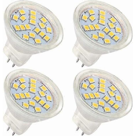 Bombilla LED MR11 GU4 de 12 V y 4 W, luz blanca cálida de 3000 K, equivalente a una halógena de 35 W, ángulo de haz de 120°, paquete de 4 unidades. (1/5)
