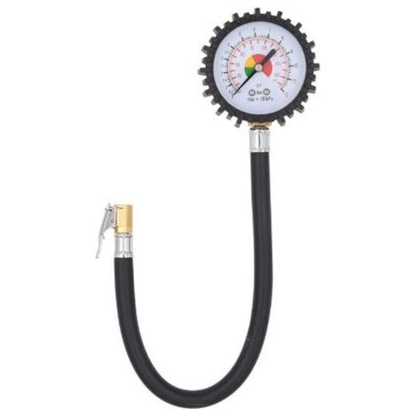 Manomètre noir semi-professionnel pour tester la pression des pneus.