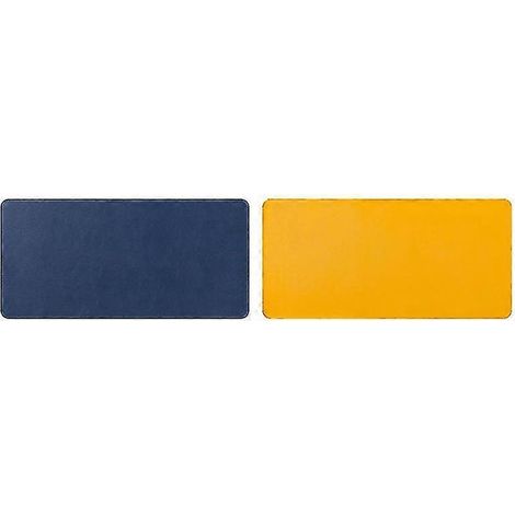 Alfombrilla de escritorio de doble cara, impermeable, de cuero sintético, para oficina, con alfombrilla para ratón, funda para escritorio y alfombrilla de escritura (120 x 60 cm, azul y amarillo).