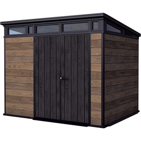Keter Kunststoff Gerätehaus Signature Walnuss 9x7 inkl. Fußboden 279 x 218 cm braun Holzoptik Gartenhaus