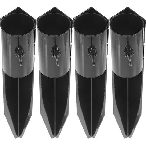 Lot de 4 Piquets Métalliques Noirs en Fer pour Parasols de Jardin, Accessoires Robustes et Compacts, Fixation Résistante Vent pour Éclairage Solaire Extérieur et Pelouse (1/5)